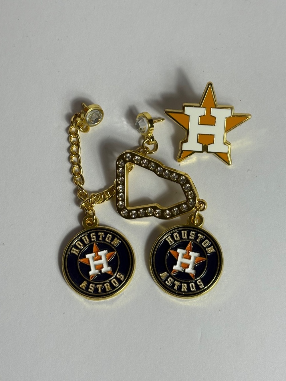 3 Houston Astros Hat Chain Frame Pin Pins Bundle Gold Hatpin Hats New Era Chains